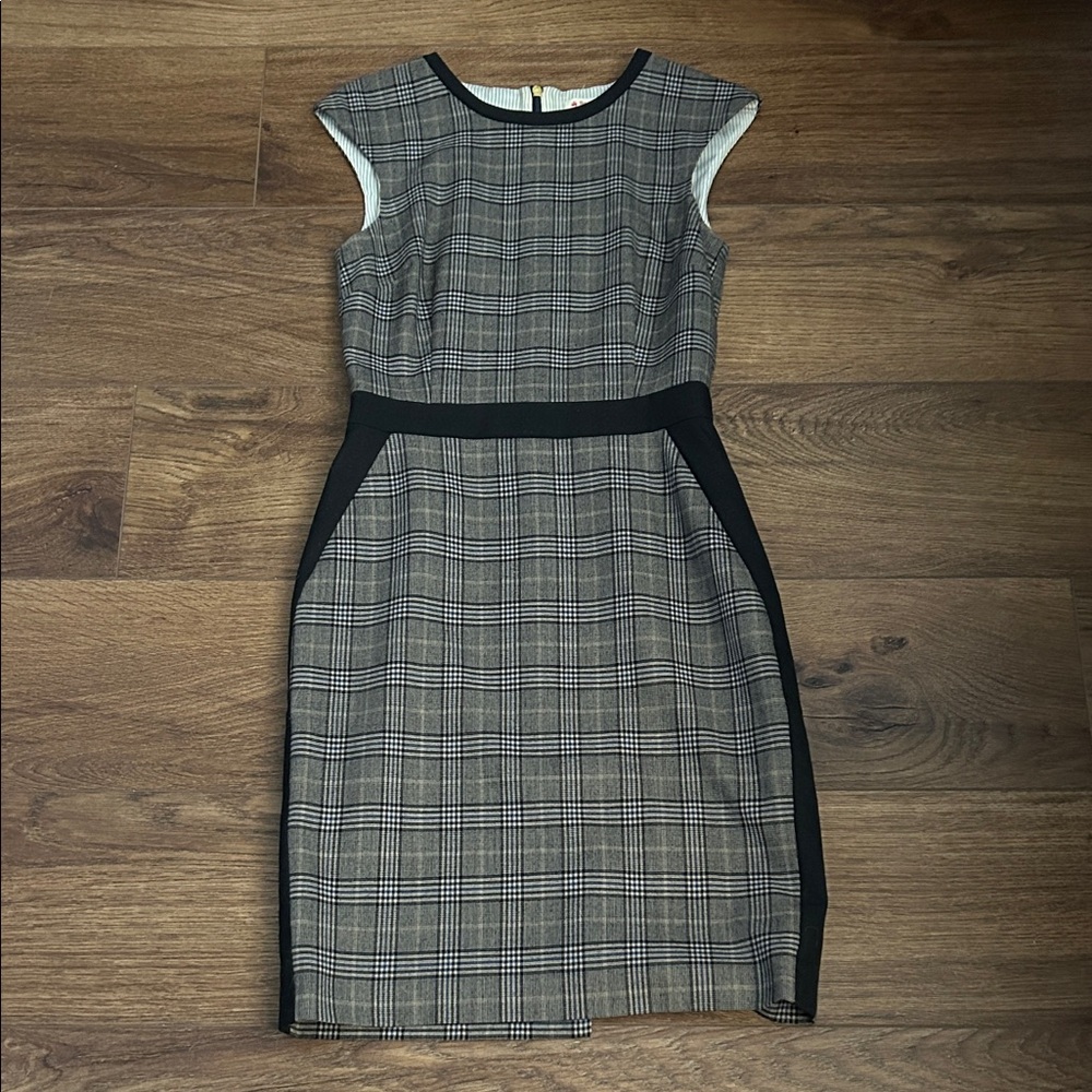 Brooks Brothers Black, Tan and Blue Plaid Sheath Dress
